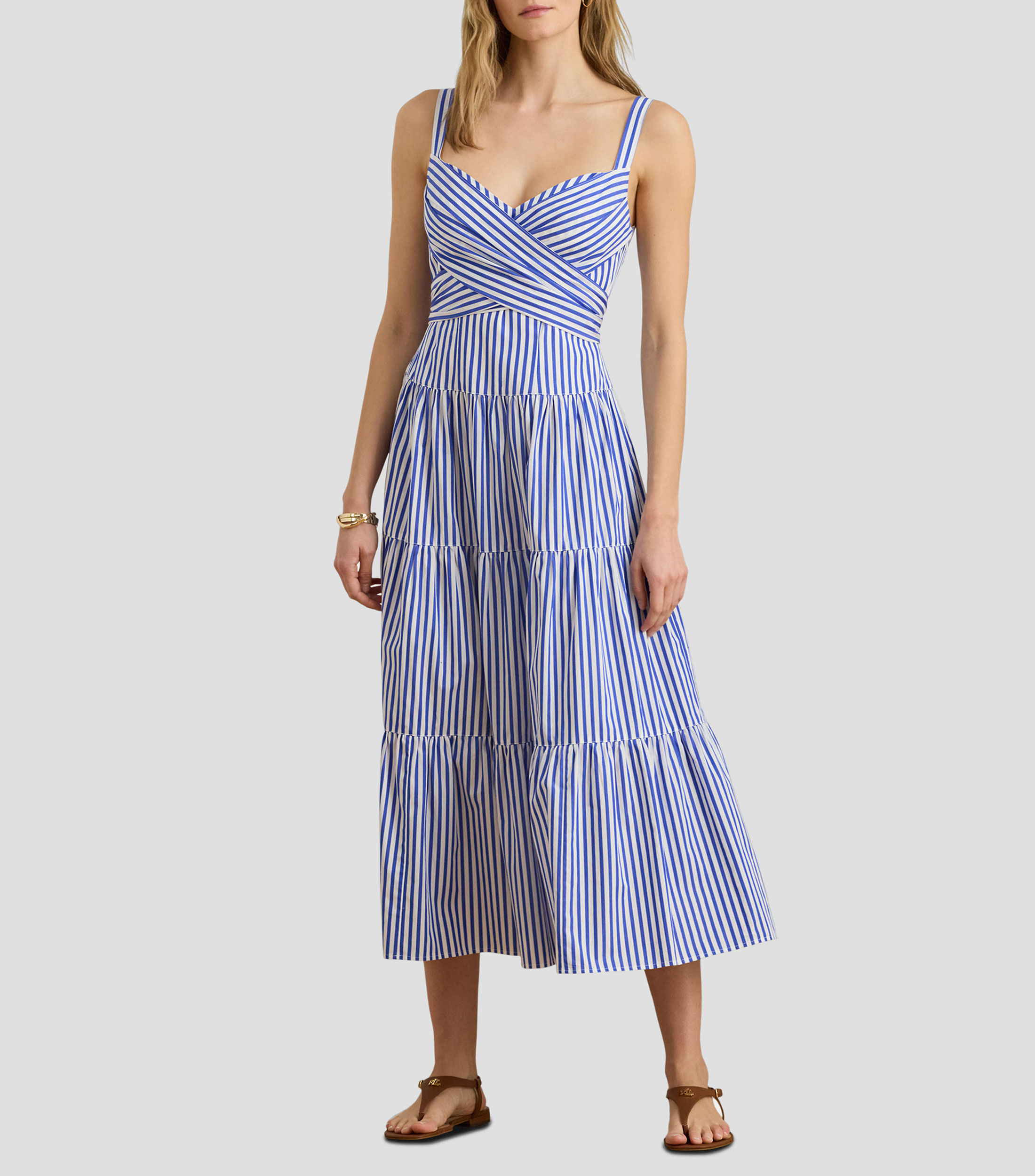 Vestido largo a rayas Mujer